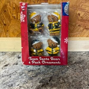 Team Santa Bear Green & Yellow Collectibles Ornaments